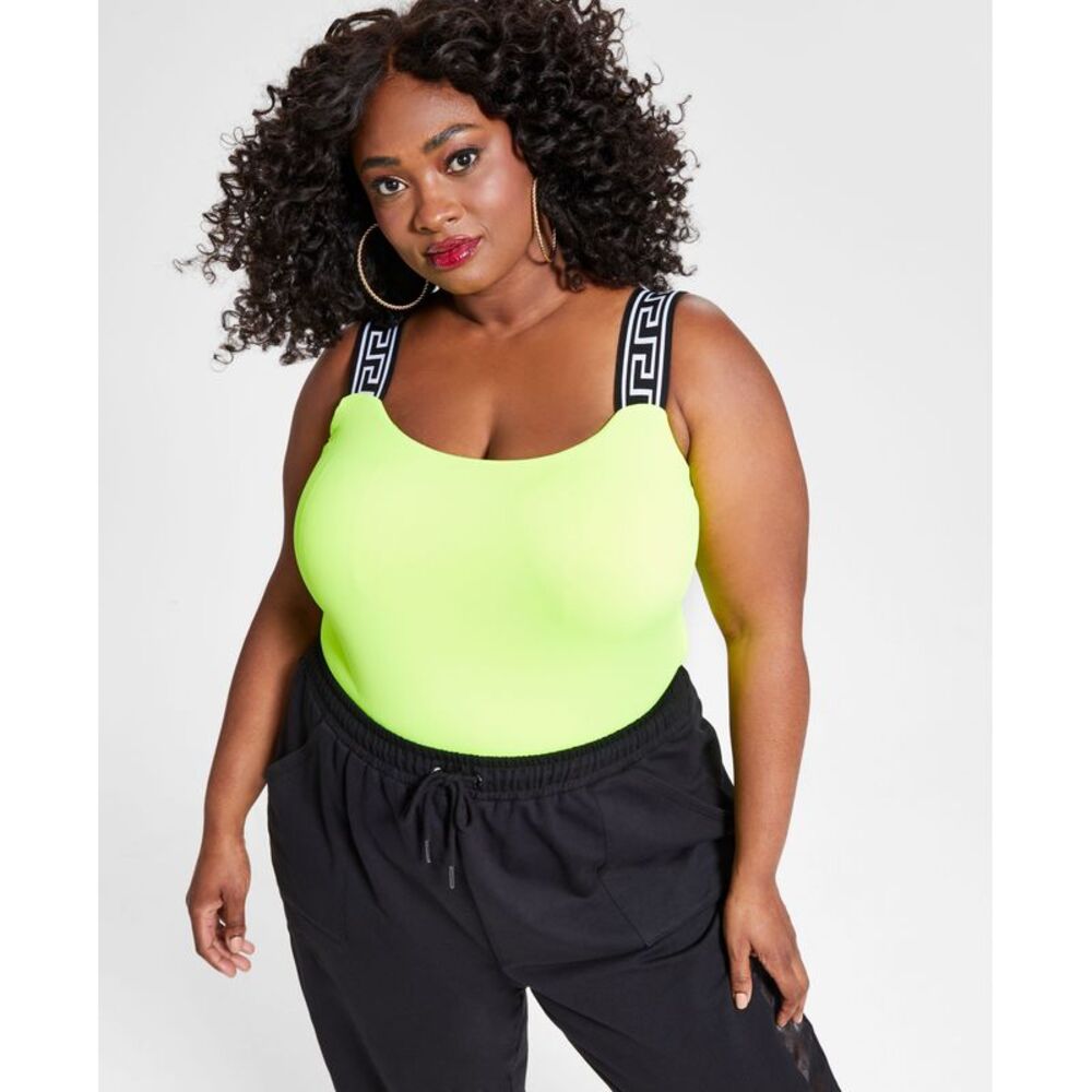 Nina Parker Trendy Plus Size Printed Strap Bodysuit